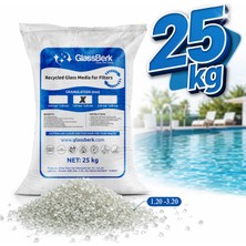 GlassBerk Cam Filtre Medyası (1.20-3.20 Mm) 25 kg Havuz Filitre Temizleme Su Arıtma Filtrasyon Filtreleme Kumu