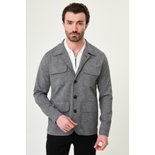 MCR Kırçıllı Slim Fit Torba Cep Apaç Yaka Erkek Trenchcoat
