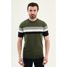 MCR Çizgili Slim Fit Bisiklet Yaka Erkek Triko T-Shirt