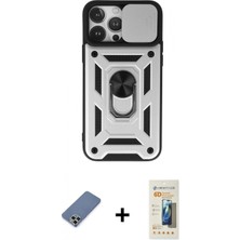 Marsilyan™- iPhone 13 Pro Max Kılıf Ahenk Klasik - Siyah 6d Mat Seramik Hayalet Nano Ekran Koruyucu + Açık Yeşil Metal Kamera Lens Koruma Cam