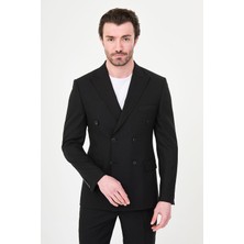 MCR Düz Slim Fit Geniş Yaka Kruvaze Erkek Takım Elbise