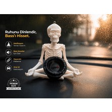 YSN Sounds Bass Ile Meditasyon Yapan Iskelet Araba Süsü - Meditasyon Yapan Iskelet Araç Süsü - Subwoofer Ile Oturan Iskelet Araç Torpido Süsü
