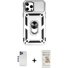 Marsilyan™- iPhone 12 Pro Max Kılıf Ahenk Klasik - Siyah Mat Seramik Nano Ekran Koruyucu + Lacivert Shine Kamera Lens