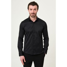 MCR Düz Slim Fit Klasik Gizli Düğme Erkek Gömlek