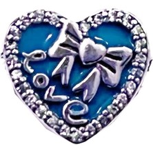 Fubena Love Yazılı Kurdeleli Taşlı Kalp Charm
