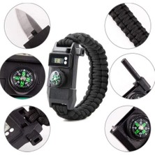 Flamex Paracord Dijital Saat Düdük Hayatta Kalma Kamp Bilekliği