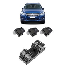 CME PARTS Vw Volkswagen Tiguan 2008-2015 Uyumlu Cam Açma Düğme Takımı Siyah 1 Adet Dörtlü 3 Adet Tekli