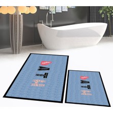 PremiumPort Yıkanabilir Dijital Baskılı Kaymaz Taban Ikili Banyo Paspas Takımı