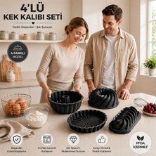 Cheftime Premium Döküm 4'lü Siyah Kek Kalıbı Seti