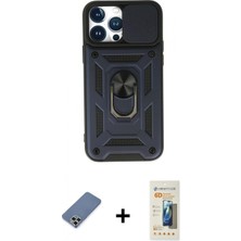 Marsilyan™- iPhone 13 Pro Max Kılıf Ahenk Klasik - Siyah 6d Mat Seramik Hayalet Nano Ekran Koruyucu + Açık Yeşil Metal Kamera Lens Koruma Cam