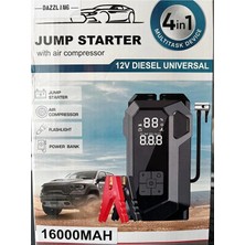 GUNKES Araç Akü Takviye Jump Starter 4in1 - Hava Kompresörü + Lastik Şişirme + Powerbank + LED Fener