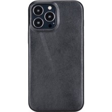 Kaia Life Apple iPhone 13 Pro Max Uyumlu Deri Arka Kapak Rock Rst1 Siyah