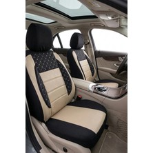 Kia Picanto Uyumlu Bej Gofraj Kumaş Full Ortopedik Oto  Koltuk Kılıfı (Tam Takım Ön Arka )