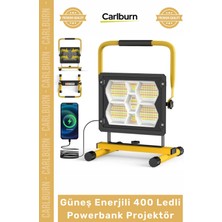 Carlburn Özel Üretim Solar Şarjlı Kamp Şantiye Bahçe Aydınlatma Güneş Enerjili 400 Ledli Powerbank Projektör