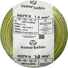 Öznur 1x1,5 Nya Kablo (Sarı Yeşil 100 Metre)