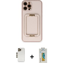 Marsilyan™- iPhone 12 Pro Kılıf Kozmos Minimal Prime - Siyah Polymer Nano Ekran Koruyucu + Gold Shine Kamera Lens