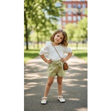 Balgüneş Dantel Detaylı Keten Şort Takım