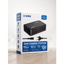 Arbix Xkın 120W Gan Şarj Istasyonu 6 Port Usb-C Pd 30W Qc 18W Hızlı Şarj Adaptörü Çoklu Şarj Cihazı XK-HC205