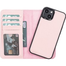 Kaia Life Apple iPhone 13 Uyumlu Deri Cüzdanlı Kılıf Nu2 Pembe