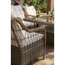 Kalyon Home Garden Menten Kahve Rattan Bahçe Balkon Mobilyası 4 Tekli Berjer ve Masa