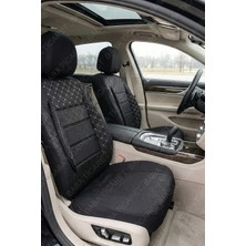 Mazda 121 Uyumlu Siyah Gofraj Kumaş Full Ortopedik Oto  Koltuk Kılıfı (Tam Takım Ön Arka )