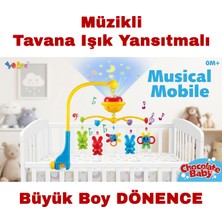 Direkstoktan Müzikli ve Figürlü Bebek Beşiği Dönencesi Büyük Boy / Tavana Ay Yıldız Yansıtmalı Müzikli Rüya Dönencesi / Yobee Musical Modeli