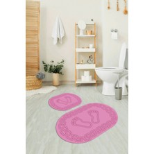 PremiumPort Yıkanabilir, Kaymaz ve Şık Ayak Desenli Oval Banyo ve Klozet Takımı