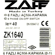 Zaff 40 Amper 3 Fazlı Açma Kapama Zaf