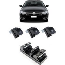 CME PARTS Volkswagen Passat cc 2009-2017 Uyumlu Cam Açma Düğme Takımı Krom Detaylı 1 Adet Dörtlü 3 Adet Tekli