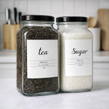 MODA OZY 2'li 3000 ml Çay & Şeker Kavanozu Etiketli Cam Saklama Kabı