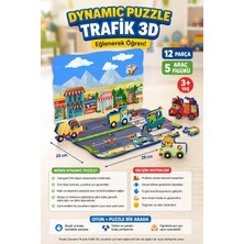 Toyfest Puedo Dynamic Puzzle Trafik 3D Eva Yumuşak Çocuk Yapboz 12 Parça 5 Figür Oyuncak Seti