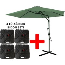 Gunbo Home 3 mt Şemsiye + 4 Lü Ağırlık Seti Havuz Şemsiyesi Bidonlu, Bahçe Şemsiyesi, Teras Şemsiyesi Set