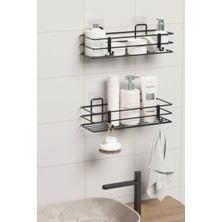Lilasso Yapışkanlı 2'li Set Banyo Rafı Duş Şampuanlık Duvar Düzenleyici Organizer
