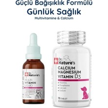 Dr. Nature's Köpek Immune Multivitamin + Kalsiyum Magnesium D3 Seti – Bağışıklık ve Kemik Destek Paketi