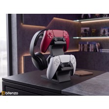 Bitenzo 3D 3'lü Oyun Aksesuar Standı; Çift Gamepad ve Kulaklık Tutucu
