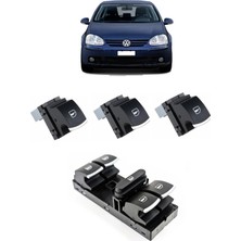 CME PARTS Vw Volkswagen Golf 5 Mk5 2004-2008 Uyumlu Cam Açma Düğme Takımı Krom Detaylı 1 Adet Dörtlü 3 Adet Tekli