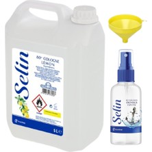 Selin 80° Limon Kolonyası, 5 Lt, 50 ml Okyanus Esintisi Sprey, Sarı Dolum Hunisi ile