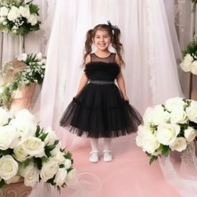 Ahsenim Bebe Göğüs Fırfırlı Kız Çocuk Abiye Elbise 5-10 Yaş