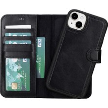 Kaia Life Apple iPhone 15 Plus Uyumlu Deri Cüzdanlı Kılıf Mwwn Rst1 Siyah