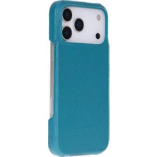 Kaia Life Apple iPhone 17 Pro Max Için, Hakiki Deri, El Yapımı Kılıf, Magsafe ile Uyumlu, Iç Yüzeyi Kadife, Turkuaz