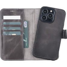 Kaia Life Apple iPhone 13 Pro Uyumlu Deri Cüzdanlı Kılıf VS4EF Gri