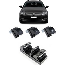 CME PARTS Volkswagen Passat B7 2011-2014 Uyumlu Cam Açma Düğme Takımı Krom Detaylı 1 Adet Dörtlü 3 Adet Tekli