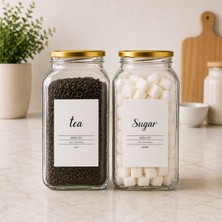 MODA OZY 2'li 3000 ml Çay & Şeker Kavanozu Etiketli Cam Saklama Kabı