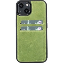 Kaia Life Apple iPhone 13 Uyumlu Deri Kartlıklı Arka Kapak G16 Yeşil