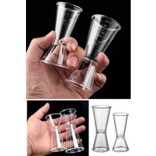 Binbir Reyon Polikarbon Jigger Seti 2 Adetli Çift Taraflı Şeffaf Jigger Kokteyl Ölçü Kabı 10/20CC 20/40CC RA639Ü