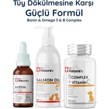 Dr. Nature's Köpek Biotin Damla + Somon Yağı Omega 3 + B Complex Seti – Deri Tüy ve Enerji Destek Paketi