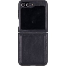 Kaia Life Samsung Galaxy Z Flip5 Uyumlu Deri Arka Kapak Parlak Siyah
