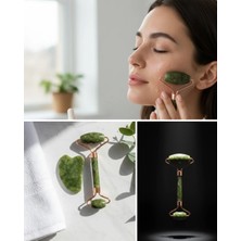 Shekip Jewellery Doğal Yeşim Roller ve Gua Sha Yüz Şekillendirme Seti