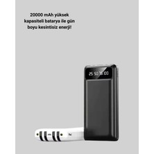 Shekip Jewellery Kamp ve Seyahat Için 20.000MAH LED Işıklı Hızlı Şarj Powerbank