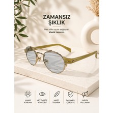 Optic Plus Metal Çerçeveli Güneş Gözlüğü Oval Açık Mavi Camlı